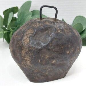 Antique Iron Cow Bell Hand MadePrimitive Farmhouse Distressed Rustic Patina